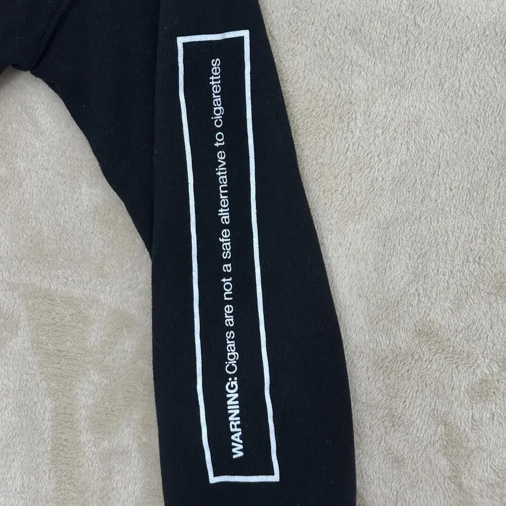 Bella + Canvas Hoodie Womens XL Black Cropped Cigar Warning Graphic Logo Fleece
